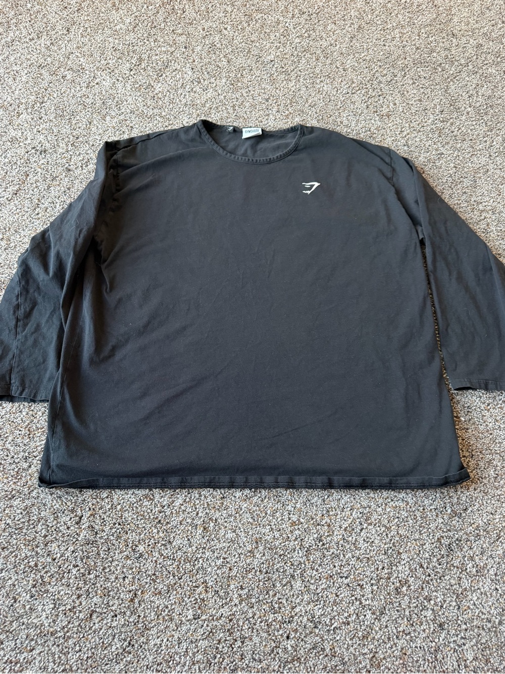 Gymshark Men's XXL Black Oversized Long Sleeve T-Shirt Cotton Workout Tee